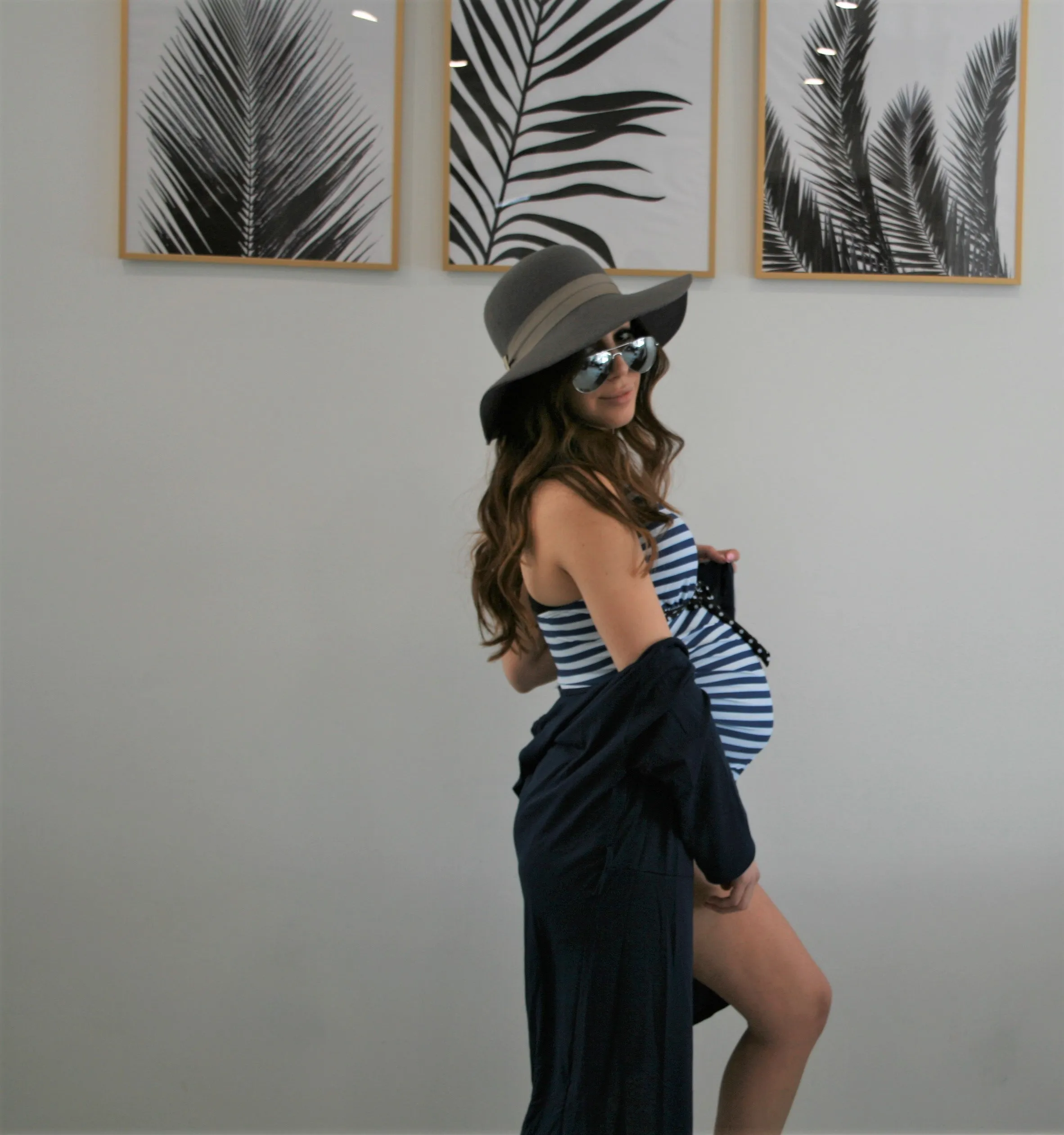 Women's Navy stripe nautical Maternity two piece tankini swimsuit