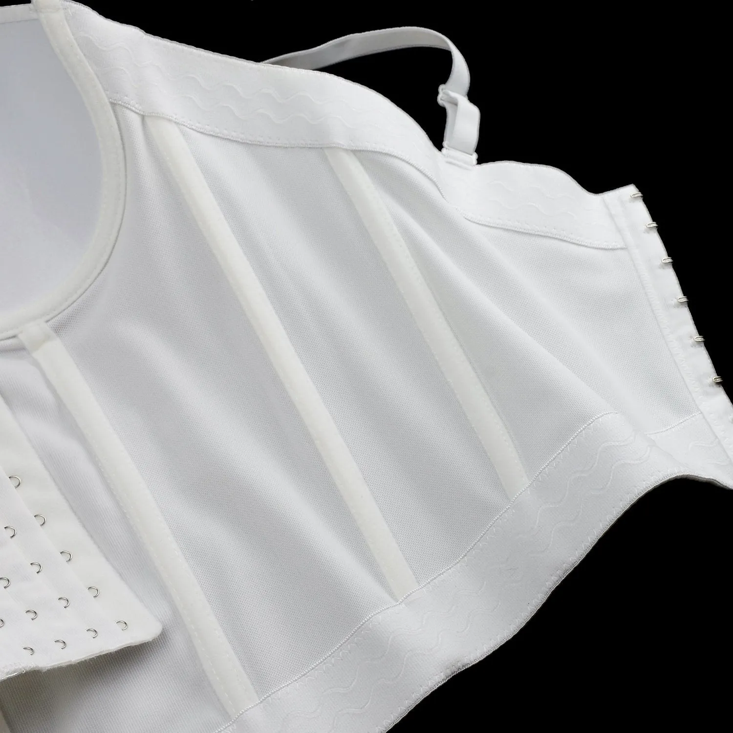 Women's Pearls Beaded Long Bustier Crop Top Embroidery Lace Corset Top Bodysuit White