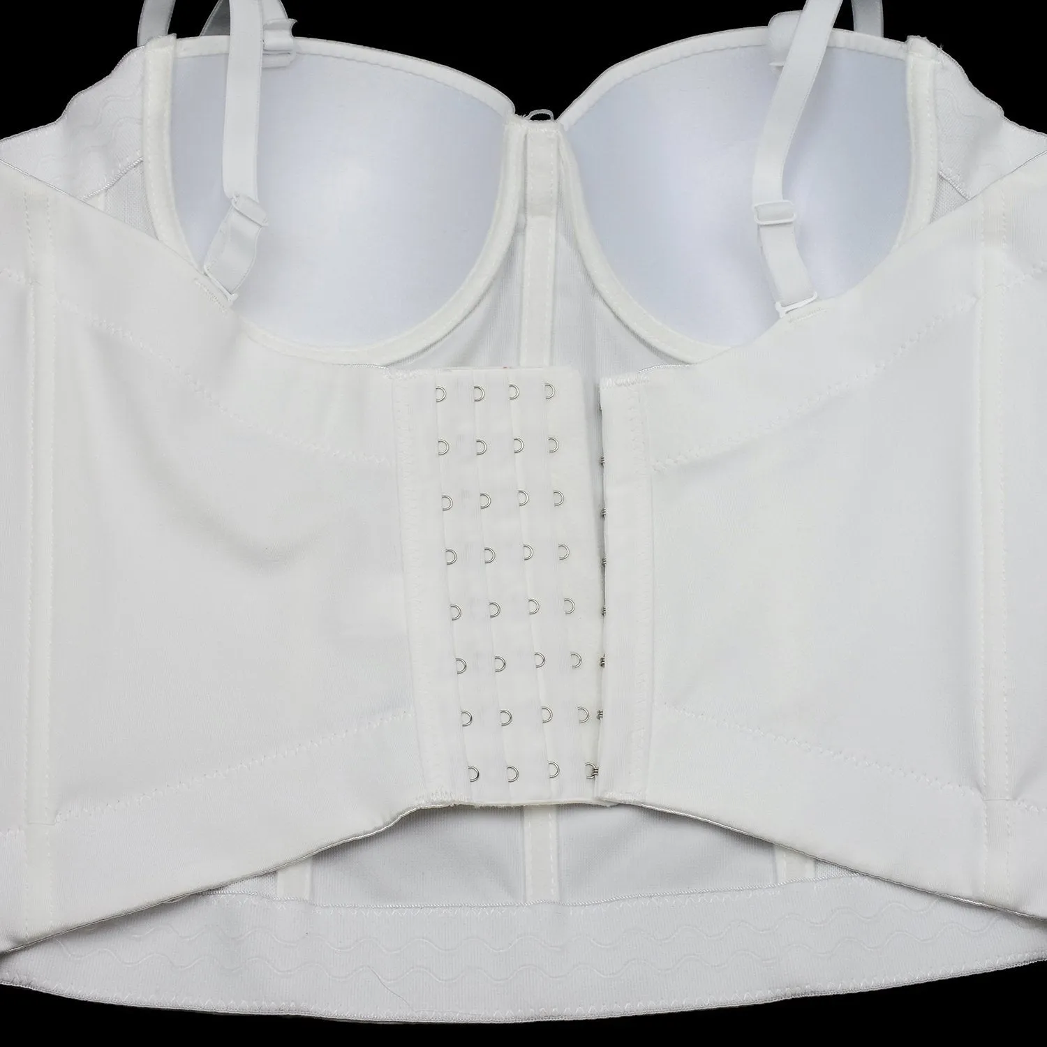 Women's Pearls Beaded Long Bustier Crop Top Embroidery Lace Corset Top Bodysuit White