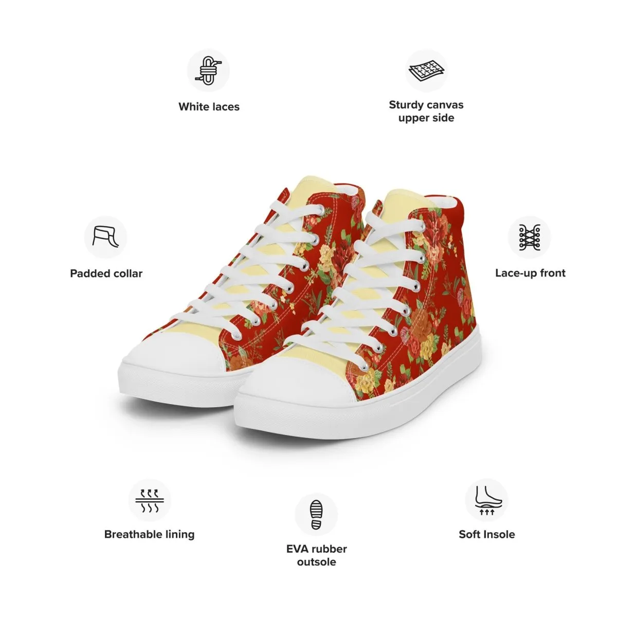 Women’s Red Floral Sneakers