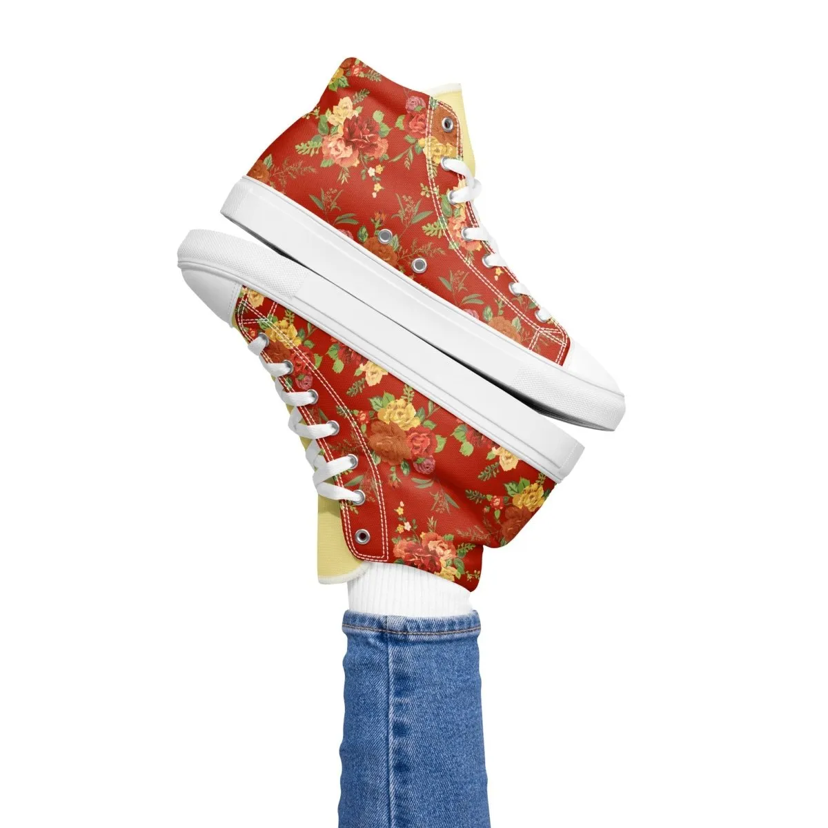Women’s Red Floral Sneakers