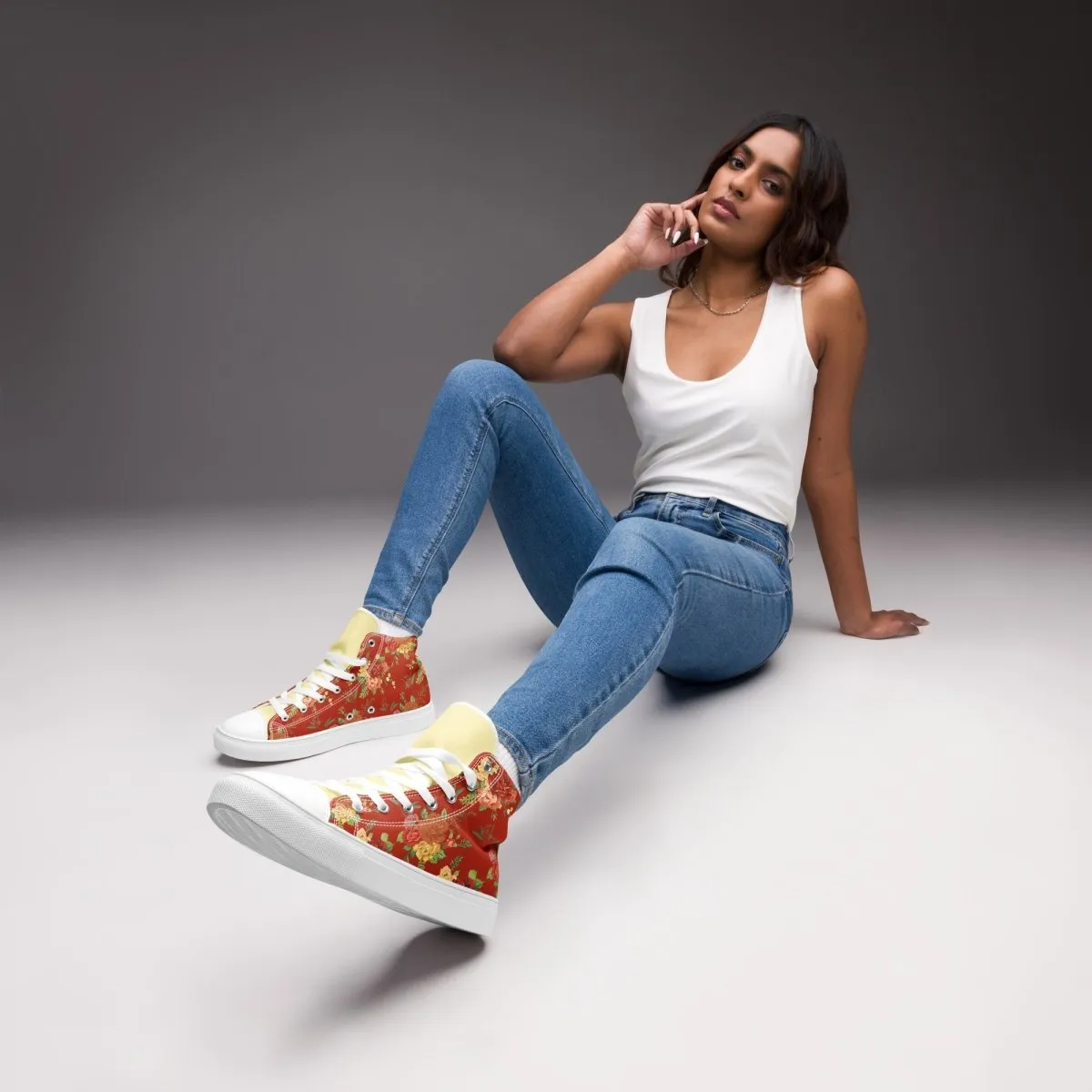 Women’s Red Floral Sneakers