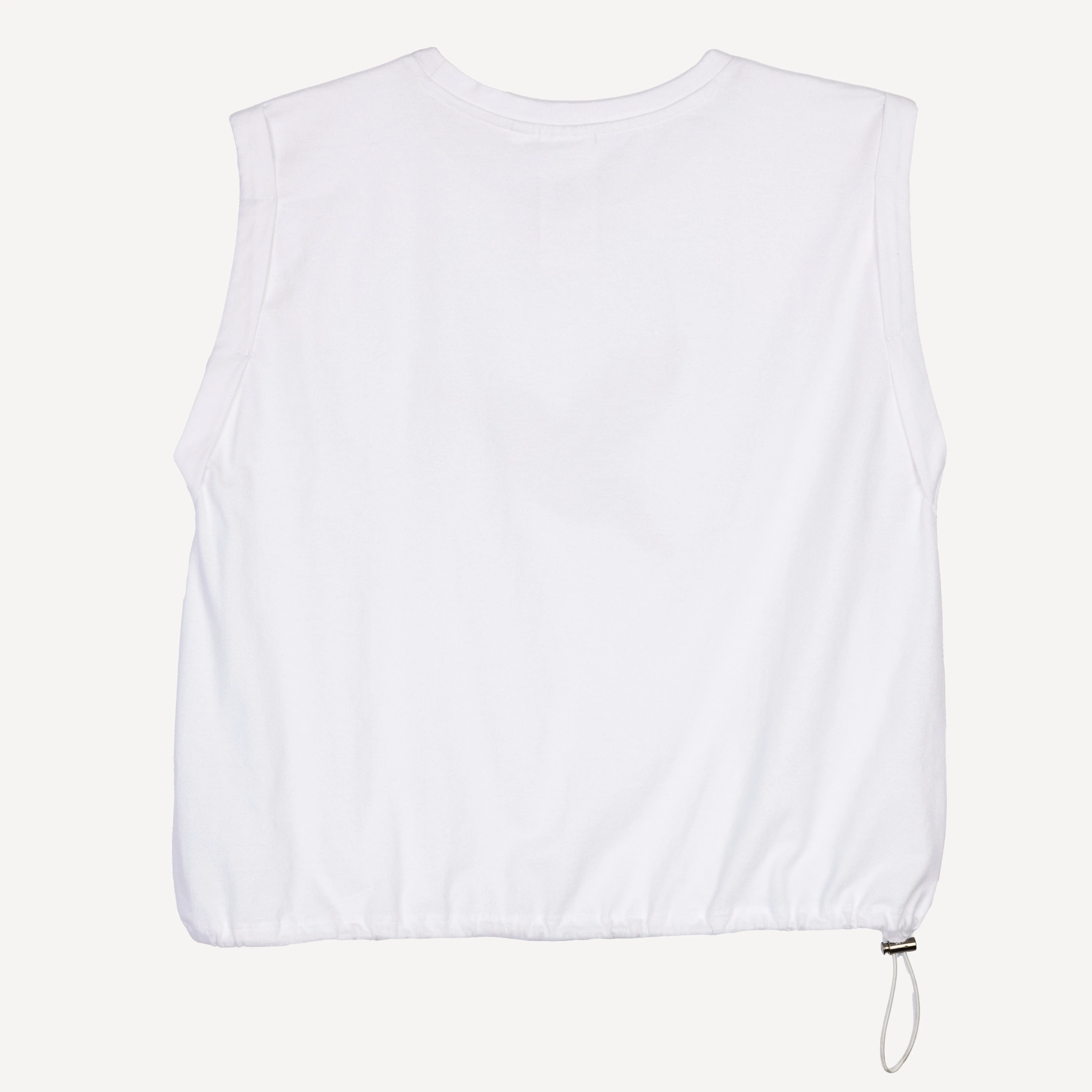 Womens Rolled Sleeve Muscle Tank - White