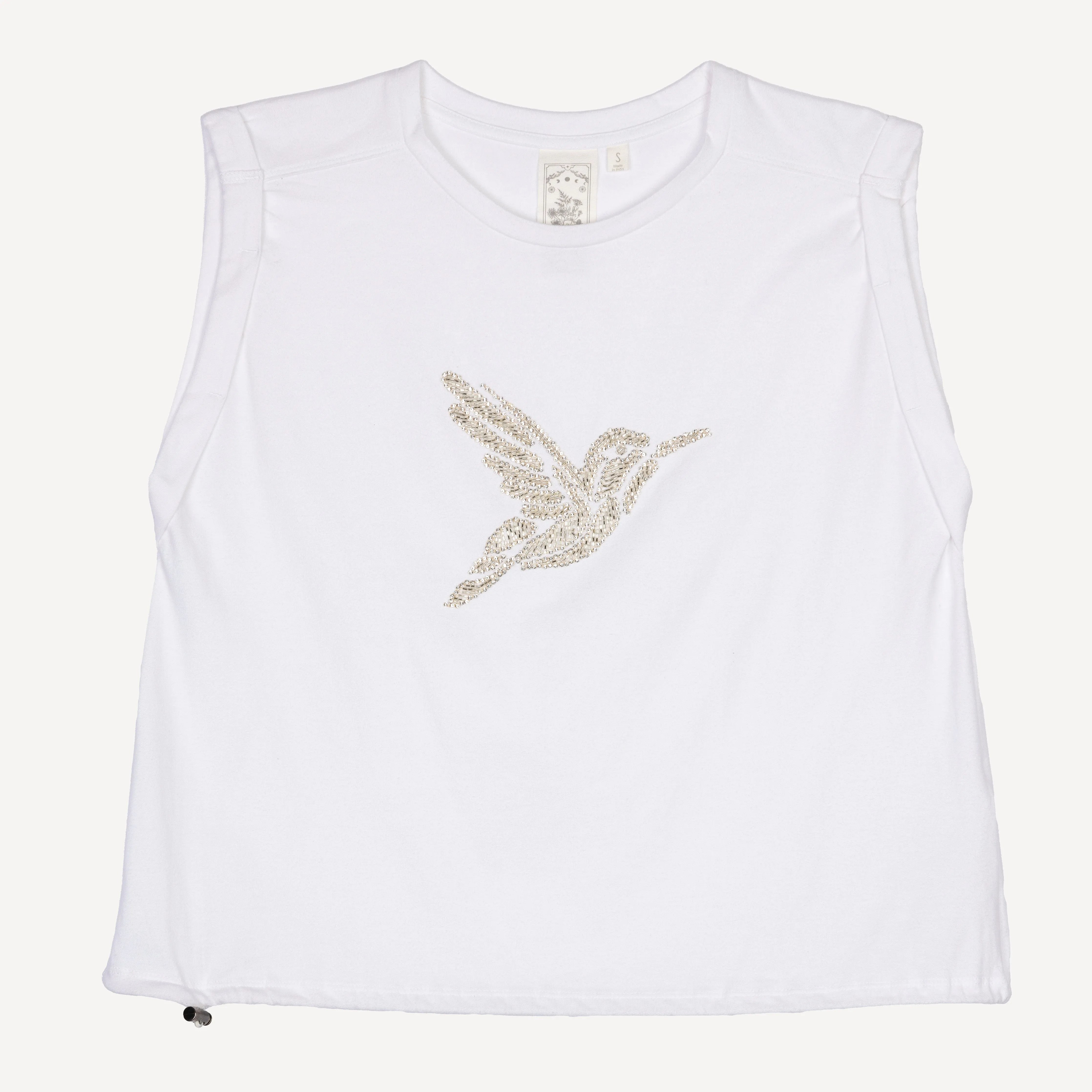 Womens Rolled Sleeve Muscle Tank - White
