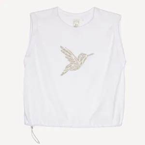 Womens Rolled Sleeve Muscle Tank - White