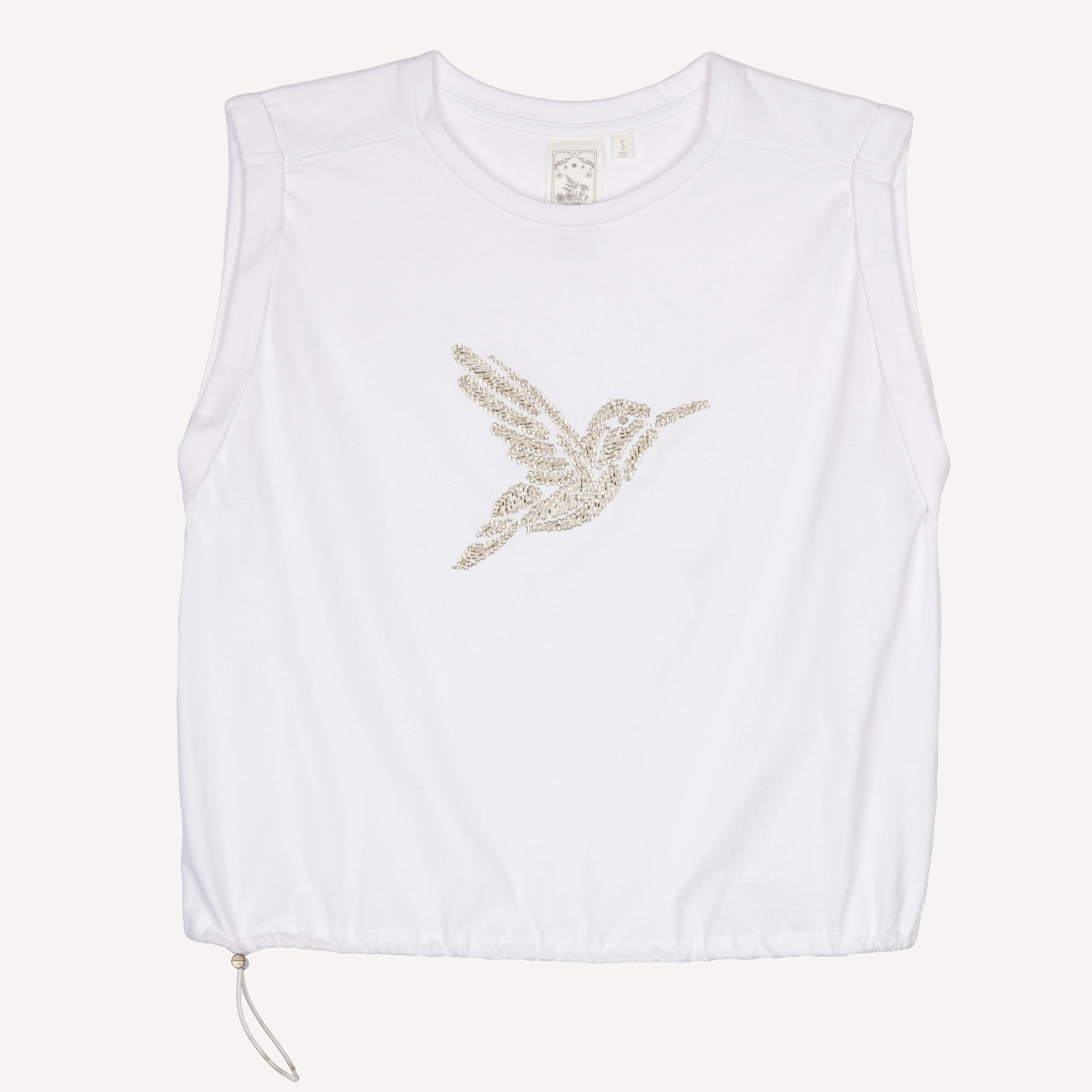 Womens Rolled Sleeve Muscle Tank - White