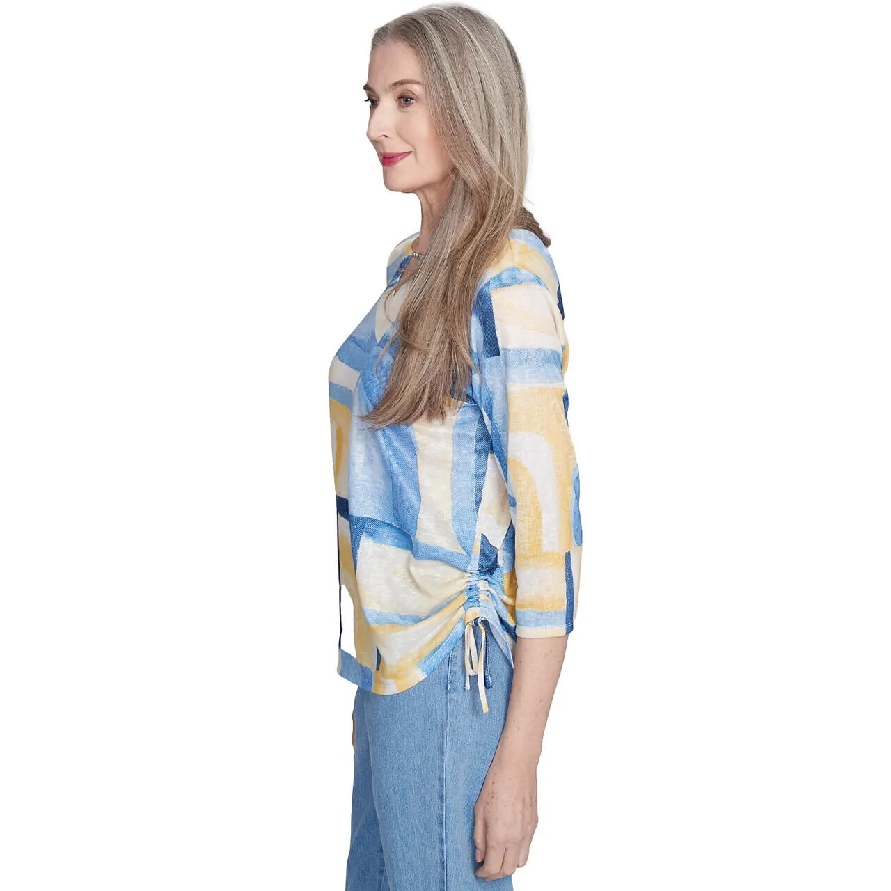 Women's Watercolor Patchwork Geometric Top - 91456