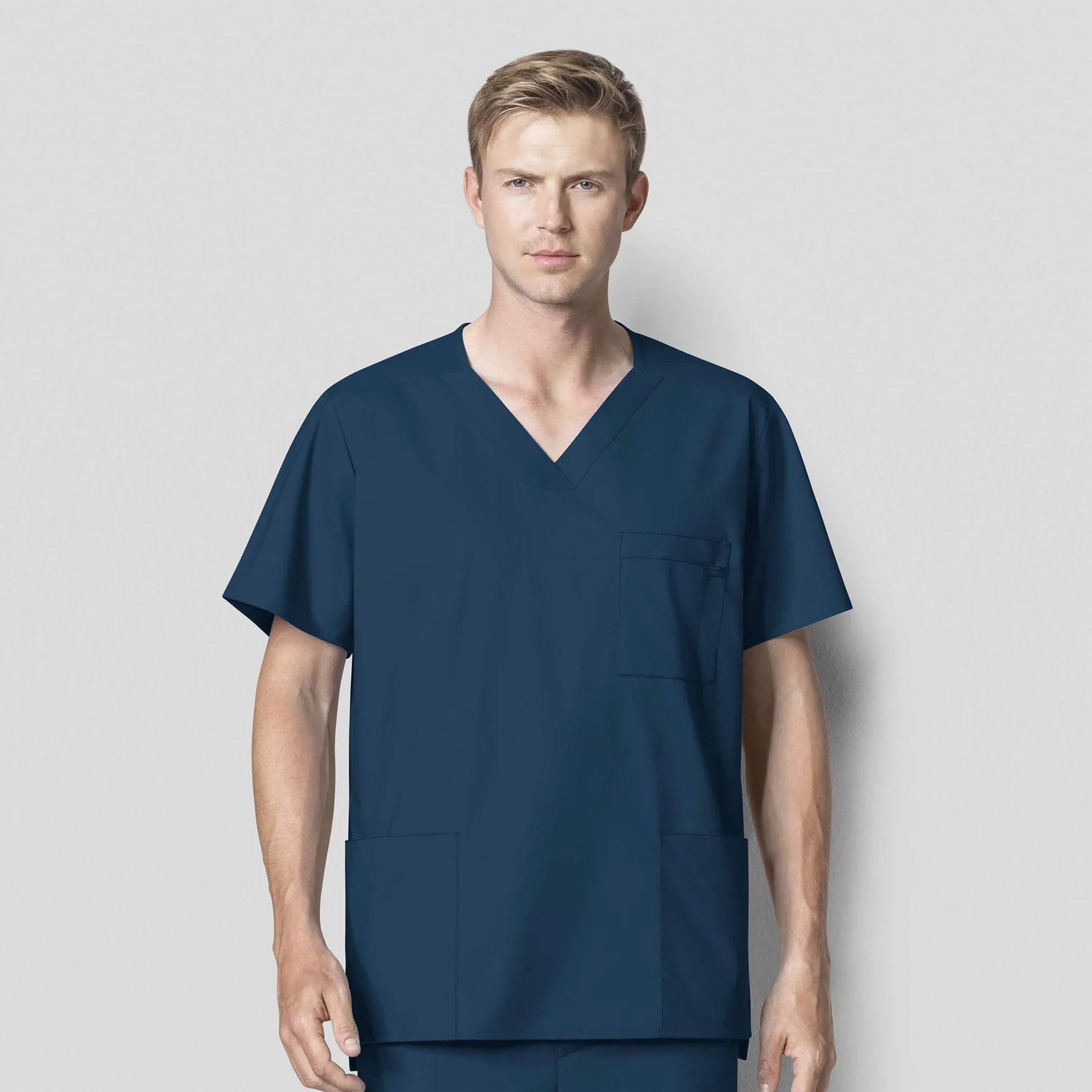 WonderWORK 103 Men's V-Neck Scrub Top Caribbean Blue