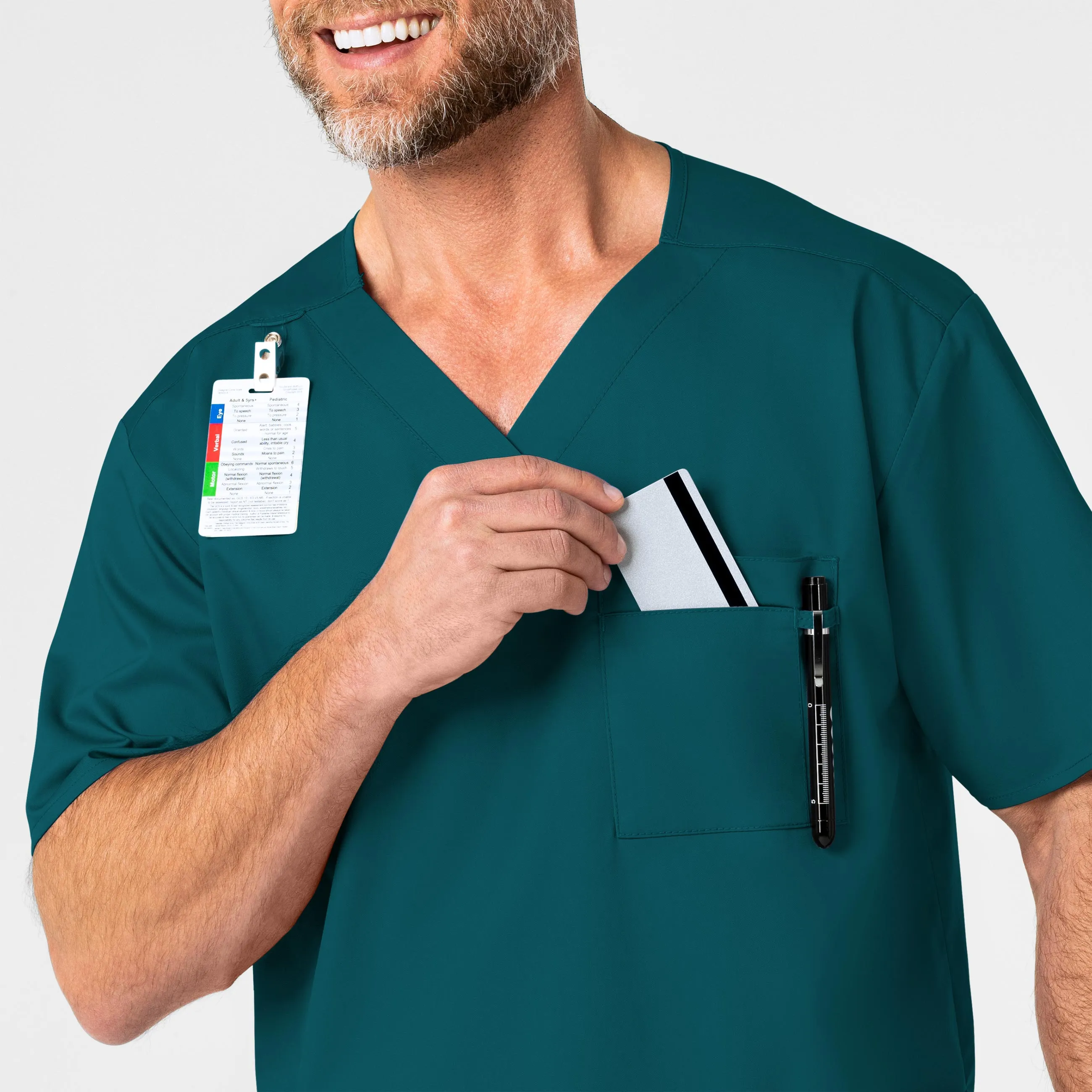 WonderWORK 103 Men's V-Neck Scrub Top Caribbean Blue