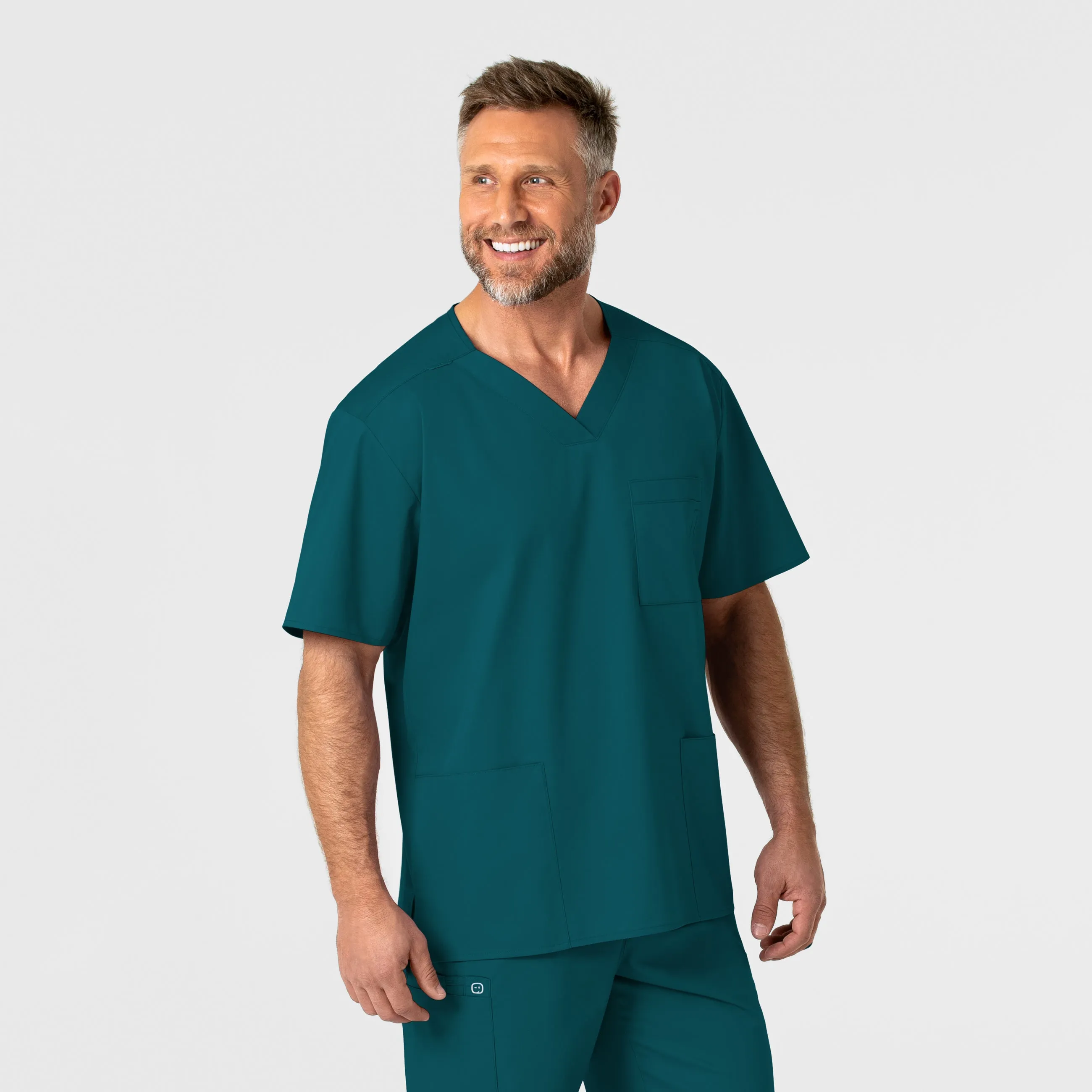 WonderWORK 103 Men's V-Neck Scrub Top Caribbean Blue