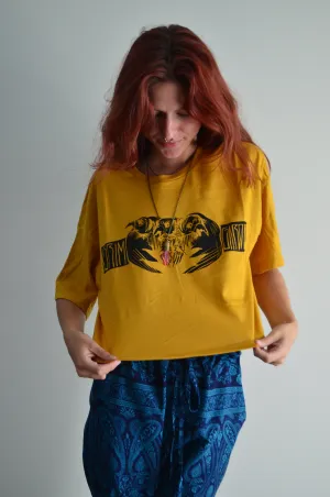 Yellow 3-Headed Raven Crop Top