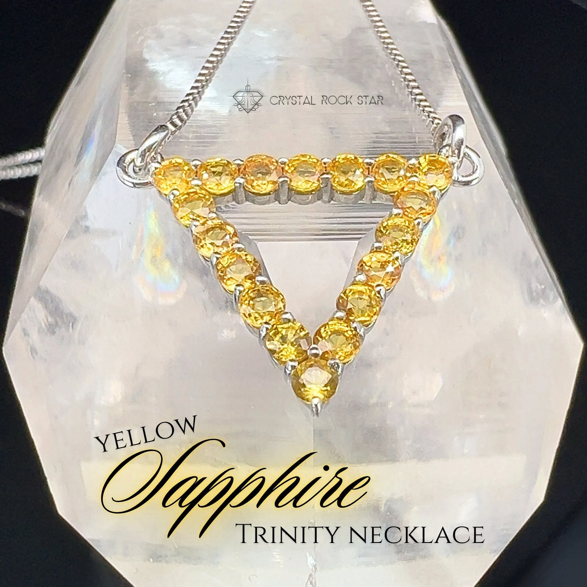 Yellow Sapphire Triangle Sterling Silver Necklace