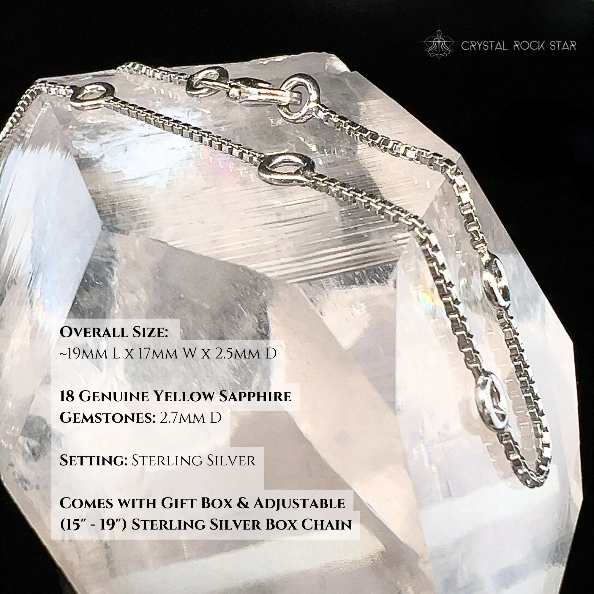 Yellow Sapphire Triangle Sterling Silver Necklace