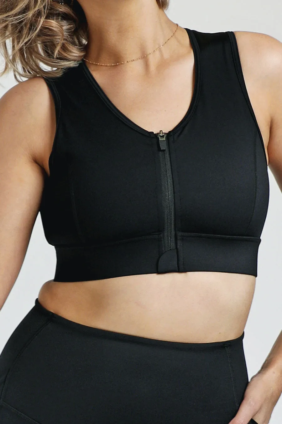 Zip Up Move Crop - Black