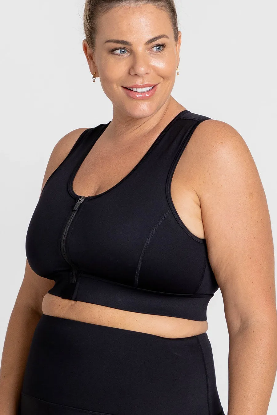 Zip Up Move Crop - Black