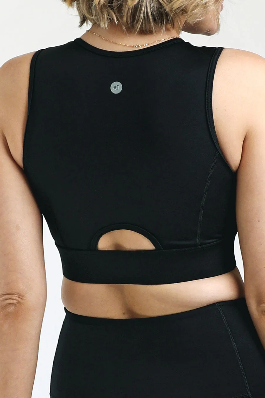 Zip Up Move Crop - Black