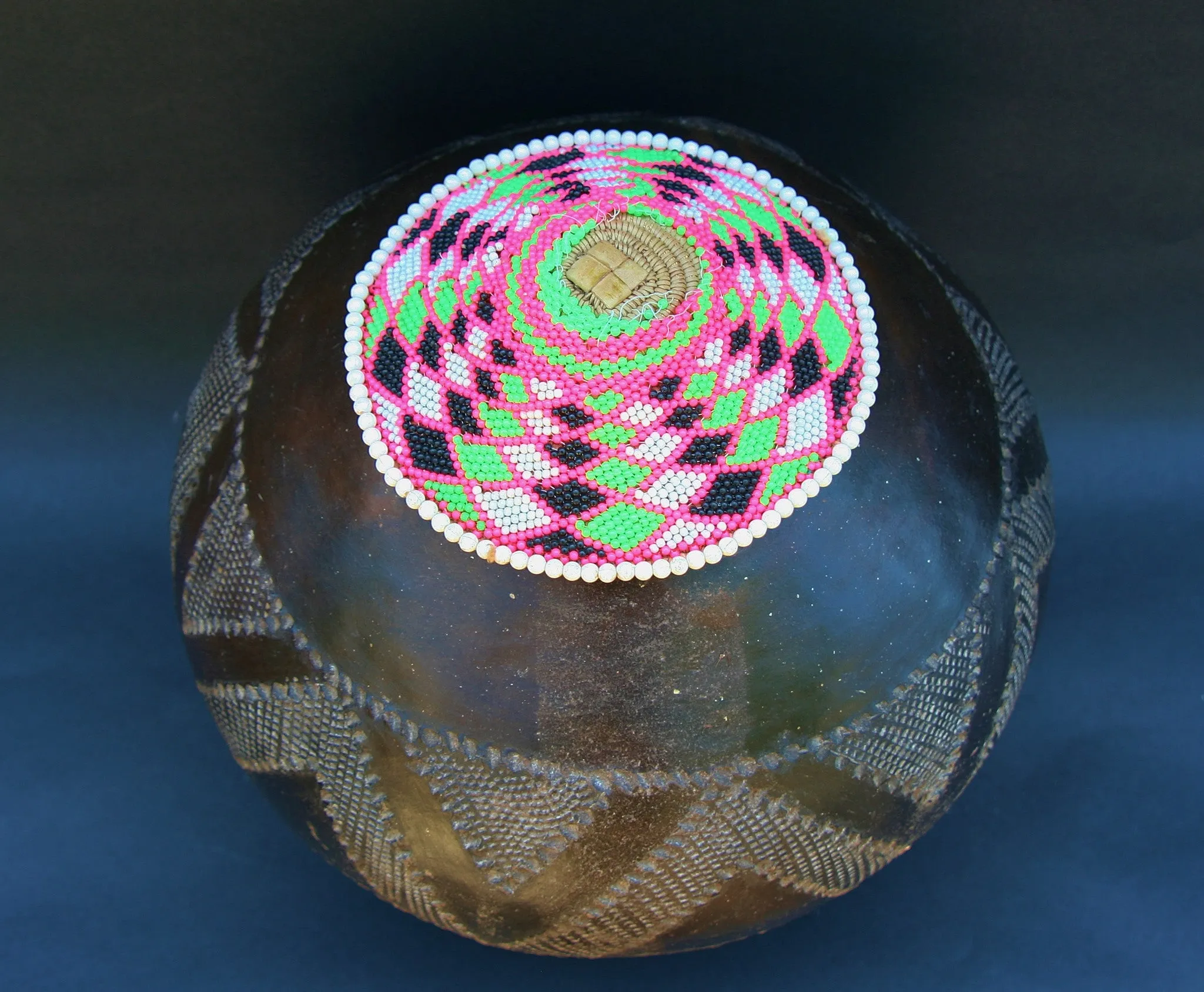 Zulu Imbenge Beer Pot Cover/Lid Beaded